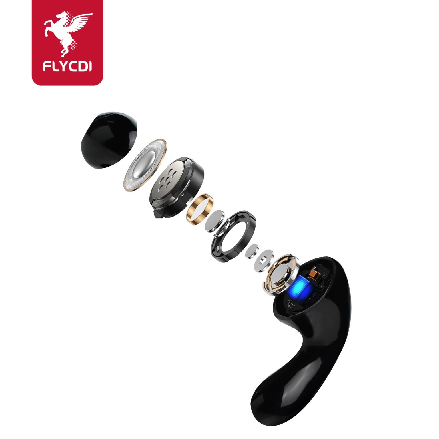 FLYCDI TWS-001 Wireless Earbuds – Bluetooth 5.3, Touch Control, Black - Image 2