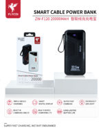 FLYCDI Smart Power Bank 20000mAh – ZW-F120 (22.5W Fast Charge, Built-in Cables, LED Display)