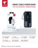 FLYCDI Smart Power Bank 20000mAh – ZW-F220 (Triple Output, LED Display, Built-in Cables)