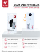 FLYCDI Smart Power Bank 10000mAh – ZW-F210 (Triple Output, LED Display, Built-in Cables) - Image 2
