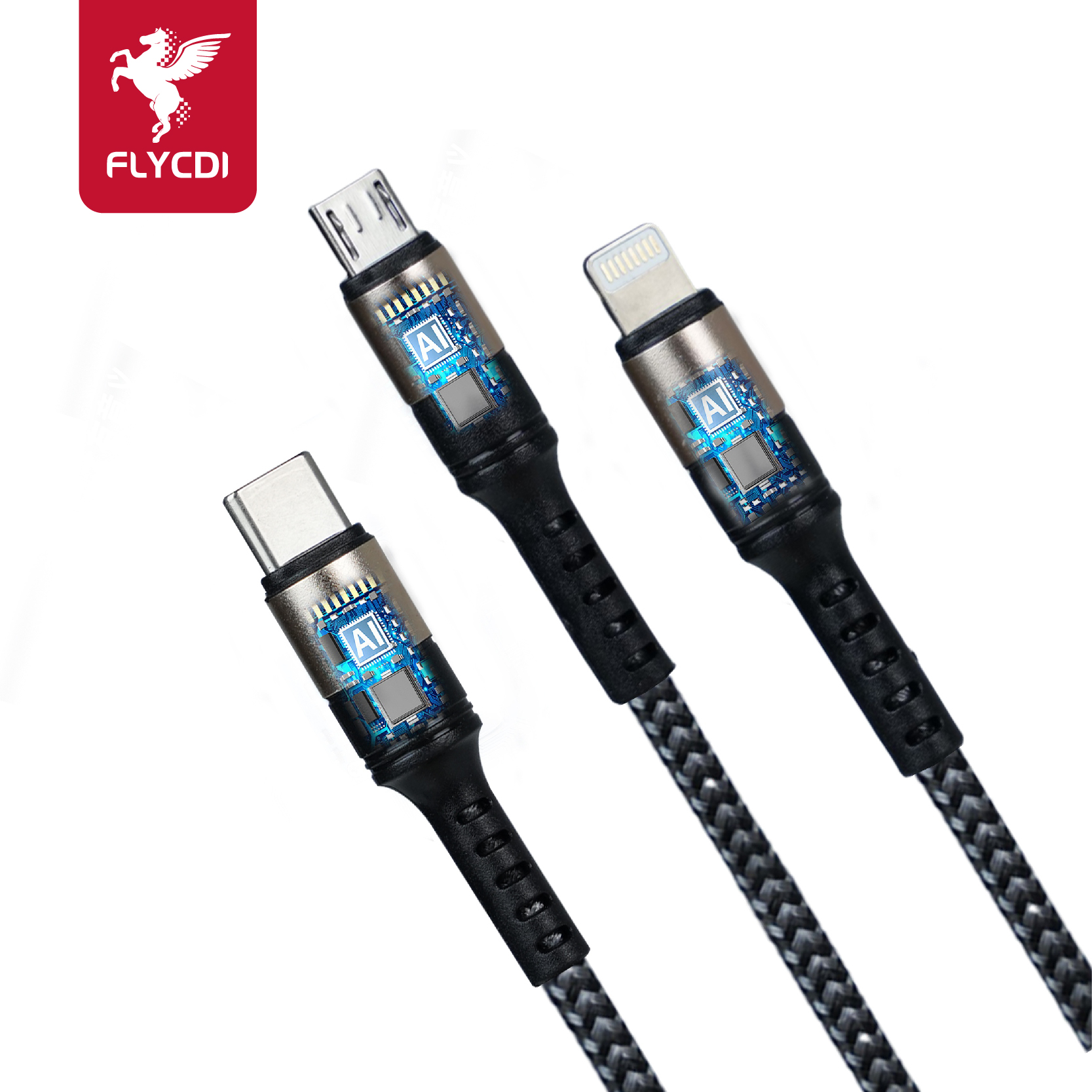 data-cable-3-in-one-FLK002-1.jpg FLYCDI FLK002 3-in-1 Fast Charging Data Cable (USB-A to Lightning / Type-C / Micro) - Image 1