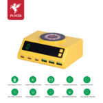 FLYCDI FDC-009 110W 6-Port Desktop Charger with Wireless Charging & Smart Display – Yellow Edition - Image 2