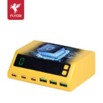 FLYCDI FDC-009 110W 6-Port Desktop Charger with Wireless Charging & Smart Display – Yellow Edition - Image 4